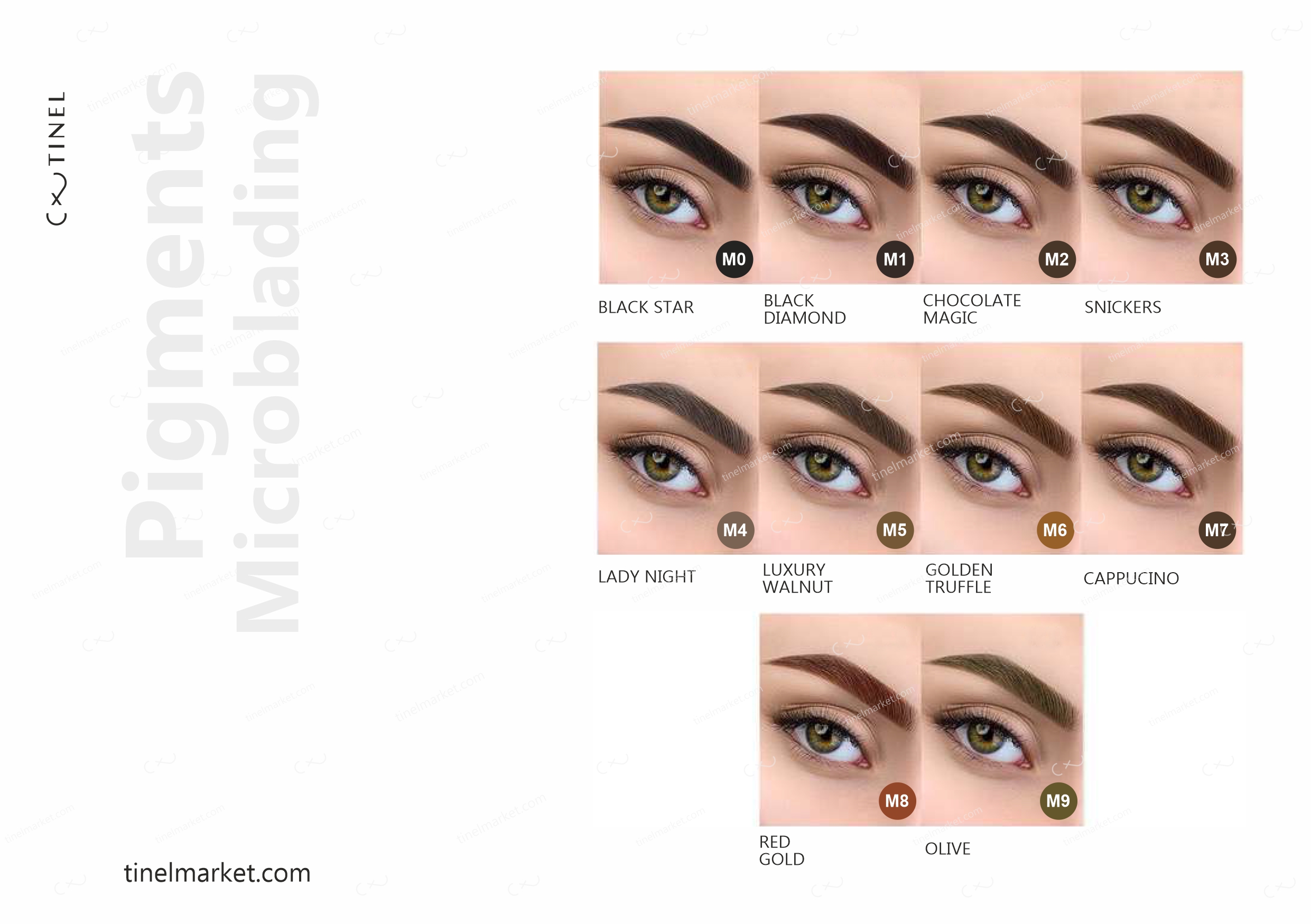 Tinel pigments for eyebrows microblading